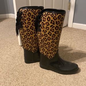 Coach leopard rain boots